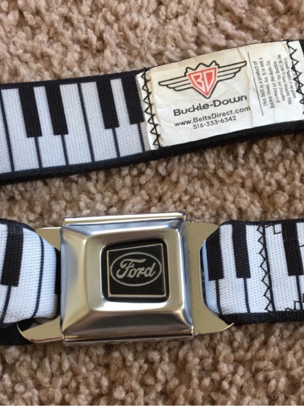 Buckle-Down Ford Piano Keys Seatbelt Belt